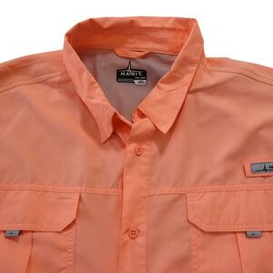 Habit Mens 3XL Fishing Shirt Short Sleeve Vented Back Peach Orange Button Up